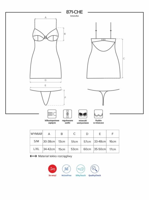 Koszulka i stringi Obsessive 871 śmietankowa L/XL Obsessive
