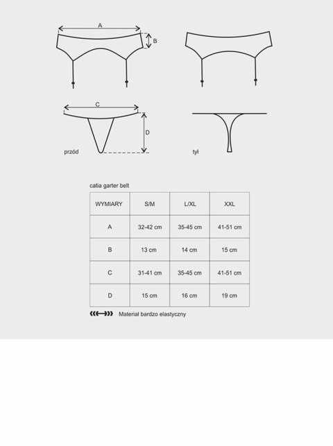 Pas do pończoch Obsessive Catia koronkowy z stringami L/XL Obsessive