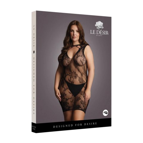 High Neck Lace Mini Dress - Plus Size SHOTS