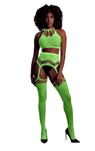 Komplet bielizny Ouch neonowy zielony UV XS/XL Ouch!