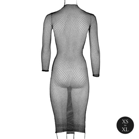 Long dress with fishnet structure and turtle neck. SHOTS