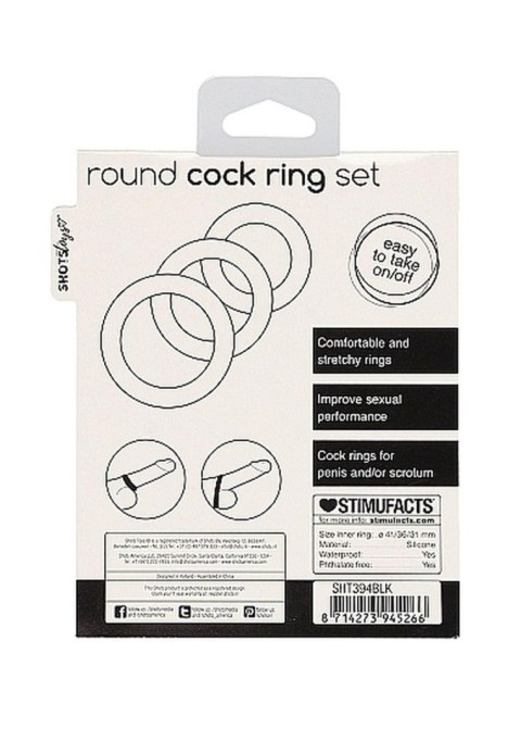 Round Cock Ring Set - Black SHOTS