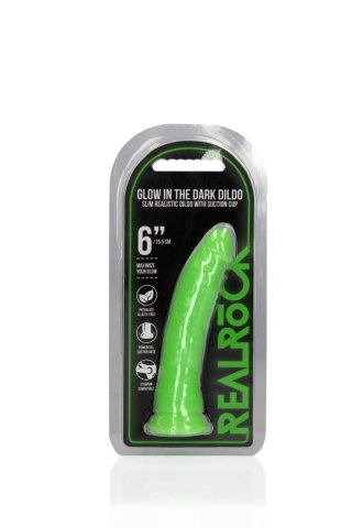 Slim Realistic Dildo with Suction Cup - Glow in the Dark - 6'' / 15,5 cm SHOTS