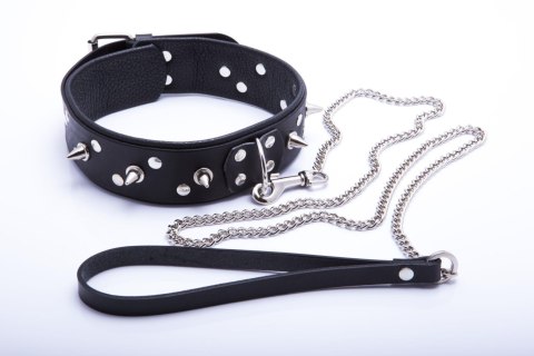 Wiązania-WHIPS obroża męska z ćwiekami i smyczą WHIPS - PPH GRAS