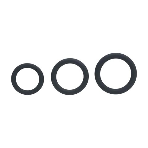 Classic Silicone Cockring Set of 3 - XS/S/M - Black SHOTS