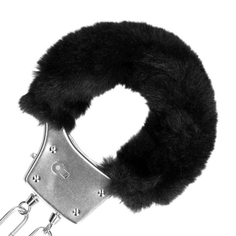 Furry Metal Hand Cuffs - Black SHOTS