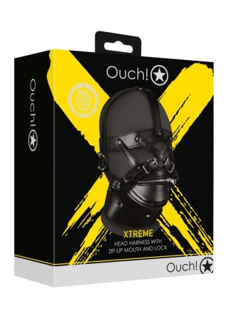 Head Harness with Zip-up Mouth and Lock - Black SHOTS