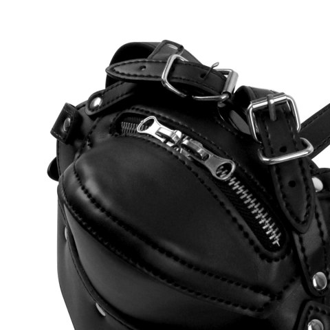 Head Harness with Zip-up Mouth and Lock - Black SHOTS