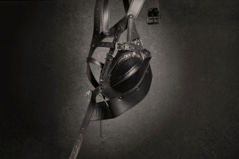 Head Harness with Zip-up Mouth and Lock - Black SHOTS