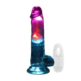 LED Vibrating Straight Cock with Balls - 7" / 18 cm - Transparent SHOTS