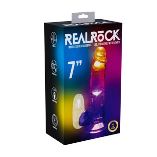 LED Vibrating Straight Cock with Balls - 7" / 18 cm - Transparent SHOTS