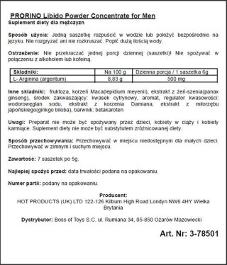 Supl.diety-ERO PRORINO black line potency powder concentrate HOT Productions & Vertriebs GmbH