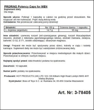Supl.diety-PRORINO Men- 10pcs black line Potency Caps HOT Productions & Vertriebs GmbH