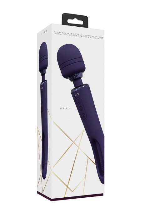 VIVE - Kiku - Rechargeable Double Ended Wand with Innovative G-Spot Flapping Stimulator - Purple SHOTS