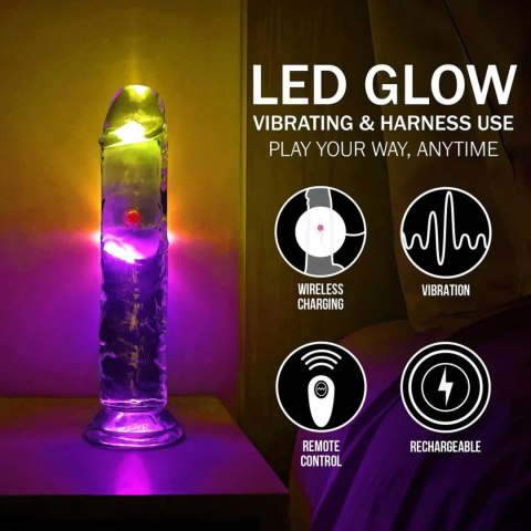 LED Vibrating Straight Cock - 18 cm - Transparent RealRock
