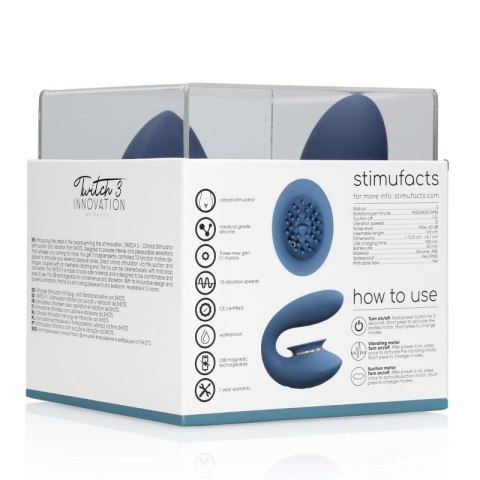 Twitch 3 - Rechargeable Vibrator & Suction - Silicone - 10 Speed - Blue/Grey Boss of toys