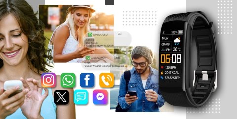 Smartwatch GIEWONT Czarno Biały 2 Paski GW200-2 Giewont