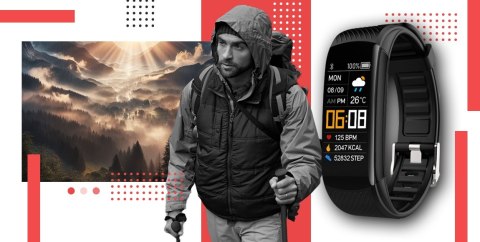 Smartwatch GIEWONT Czarno Czerwony 2 Paski GW200-1 Giewont