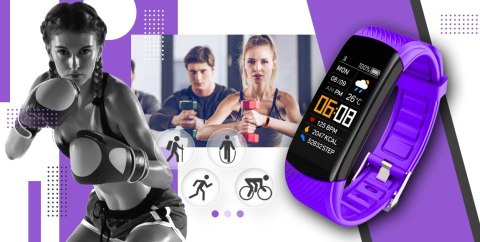 Smartwatch GIEWONT Czarno Fioletowy 2 Paski GW200-3 Giewont