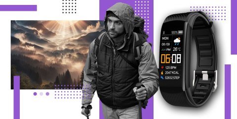 Smartwatch GIEWONT Czarno Fioletowy 2 Paski GW200-3 Giewont