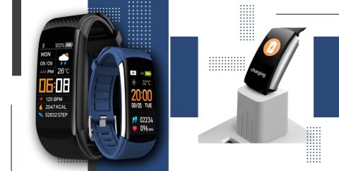 Smartwatch GIEWONT Czarno Granatowy 2 Paski GW200-6 Giewont