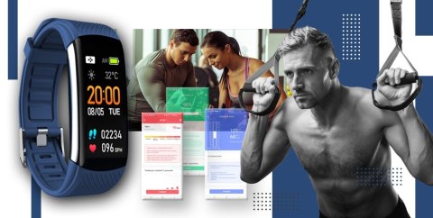 Smartwatch GIEWONT Czarno Granatowy 2 Paski GW200-6 Giewont
