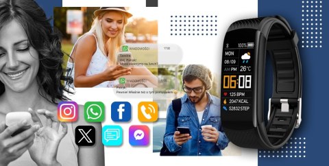 Smartwatch GIEWONT Czarno Granatowy 2 Paski GW200-6 Giewont
