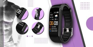 Smartwatch GIEWONT Czarno Jasnofioletowy 2 Paski GW200-8 Giewont