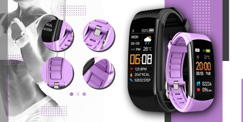 Smartwatch GIEWONT Czarno Jasnofioletowy 2 Paski GW200-8 Giewont