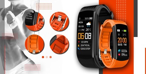 Smartwatch GIEWONT Czarno Pomarańczowy 2 Paski GW200-9 Giewont