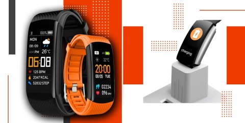 Smartwatch GIEWONT Czarno Pomarańczowy 2 Paski GW200-9 Giewont