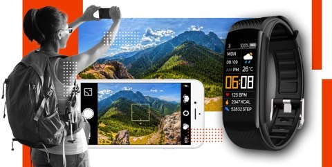 Smartwatch GIEWONT Czarno Pomarańczowy 2 Paski GW200-9 Giewont