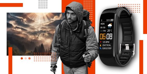 Smartwatch GIEWONT Czarno Pomarańczowy 2 Paski GW200-9 Giewont