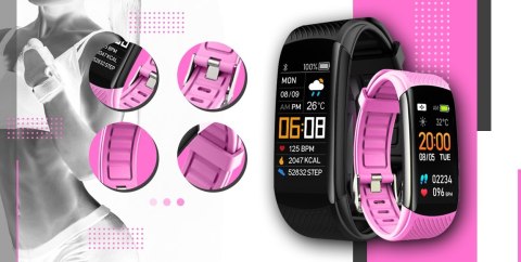 Smartwatch GIEWONT Czarno Różowy 2 Paski GW200-4 Giewont