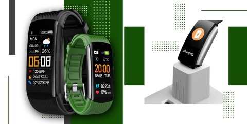 Smartwatch GIEWONT Czarno Zielony 2 Paski GW200-5 Giewont