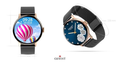 Smartwatch Damski GIEWONT Różowe Złoto Czarny GW330-4 Giewont