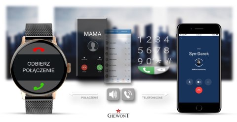 Smartwatch Damski GIEWONT Różowe Złoto Czarny GW330-4 Giewont