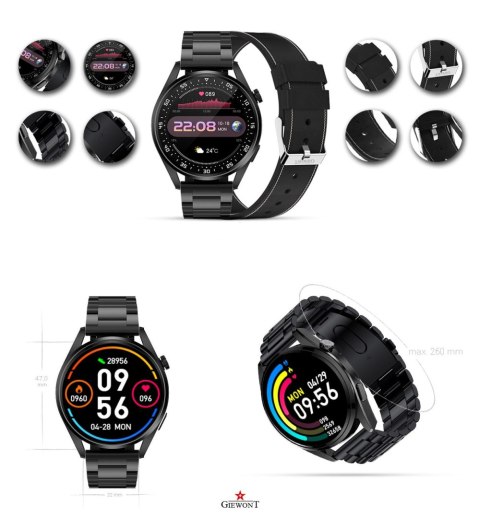 Smartwatch GIEWONT Vertex SmartCall GW450-2 Carbon/Carbon Leather Giewont