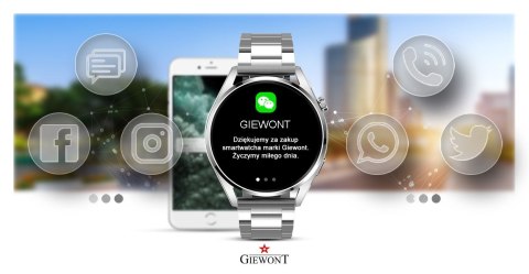 Smartwatch GIEWONT Vertex SmartCall GW450-5 Silver/Carbon Leather Giewont
