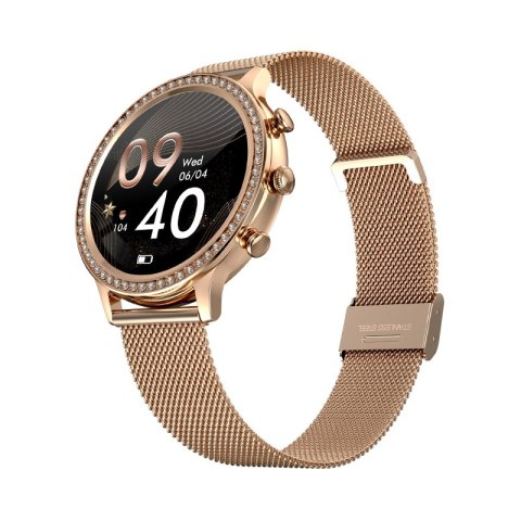 Smartwatch Damski VELTORI VT310-1 Złota Bransoleta + Różowy Pasek Silikonowy VELTORI