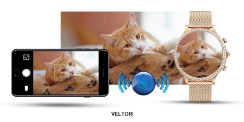 Smartwatch Damski VELTORI VT310-1 Złota Bransoleta + Różowy Pasek Silikonowy VELTORI