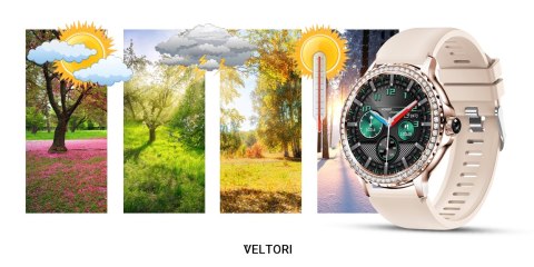 Smartwatch Damski VELTORI VT320-1 Złota Bransoleta + Różowy Pasek Silikonowy VELTORI