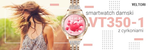Smartwatch Damski VELTORI VT350-1 Bransoleta Różowe Złoto VELTORI