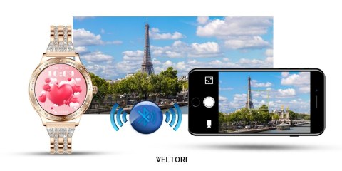 Smartwatch Damski VELTORI VT350-1 Bransoleta Różowe Złoto VELTORI