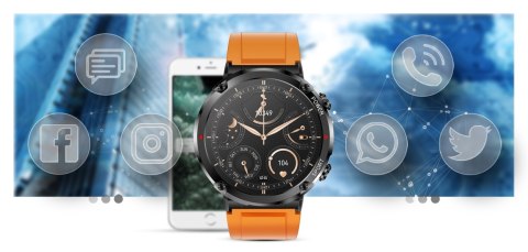 Smartwatch Gravity GT21-2 + Pomarańczowy Pasek Silikonowy Gravity