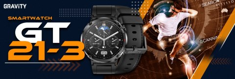 Smartwatch Gravity GT21-3 + Czarny Pasek Silikonowy Gravity