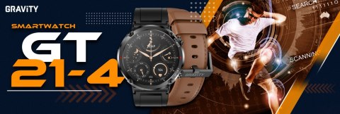 Smartwatch Gravity GT21-4 + Czarny Pasek Silikonowy Gravity