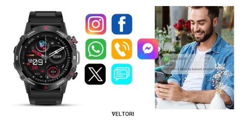 Smartwatch VELTORI VT110-1 Czarny Pasek Silikonowy VELTORI