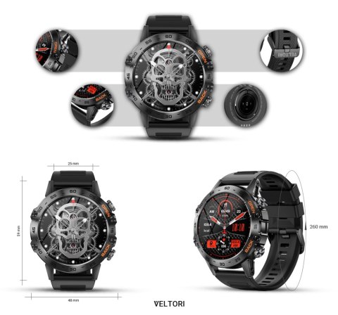 Smartwatch VELTORI VT120-1 Czarny Pasek Silikonowy VELTORI