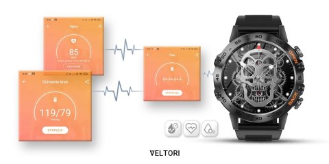 Smartwatch VELTORI VT120-1 Czarny Pasek Silikonowy VELTORI